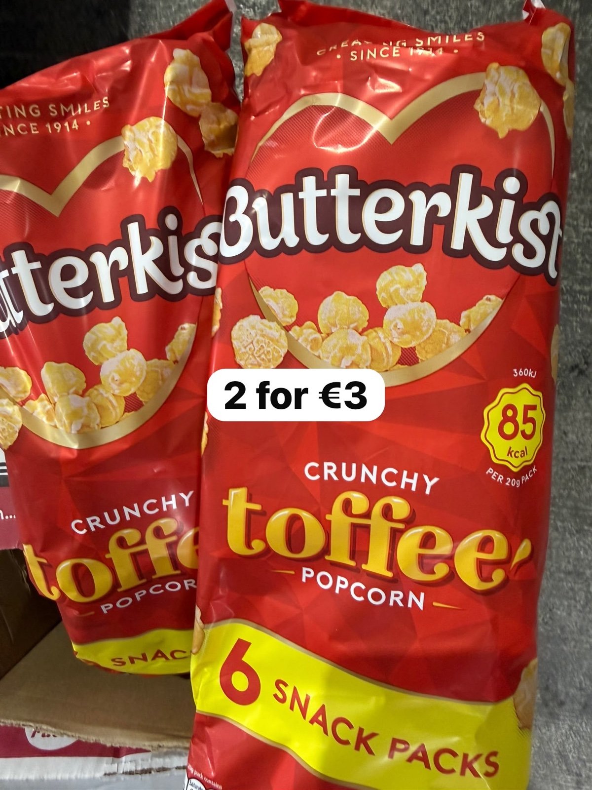 Butterkist Crunchy Toffee Popcorn 6 Snack Packs