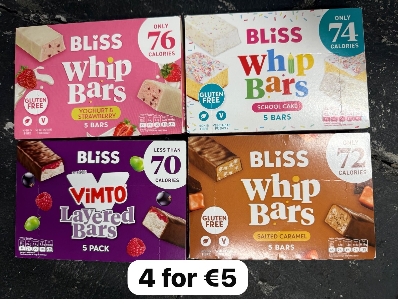BLISS Whip Bars Assorted Flavors 5 Bars
